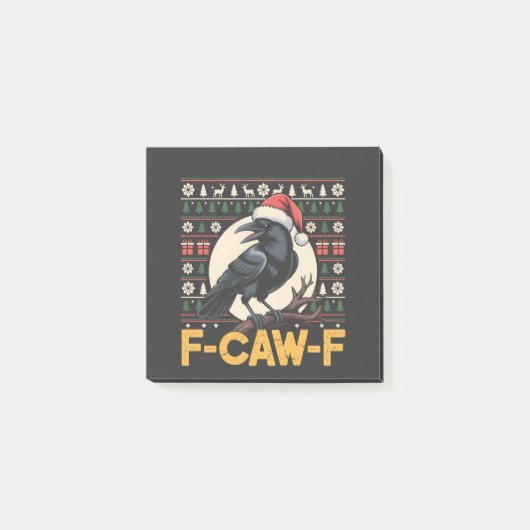 F-Caw-F醜いクリスマスセーターおもしろいレイヴンクリスマス ポストイット (正面)