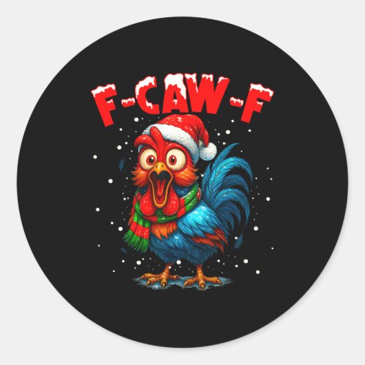 F Caw F雄鶏クリスマスFcawf鶏のささやき人 ラウンドシール (正面)