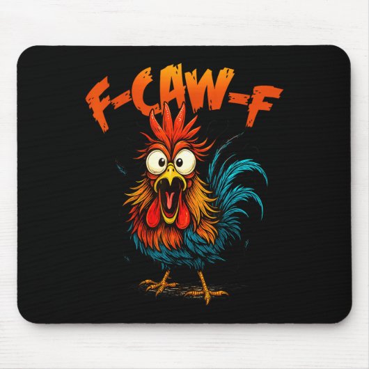 F Caw F雄鶏 楽しいカラス Fcawf 鶏の語り部 マウスパッド (正面)