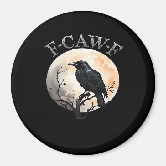 F-Caw-F鳥のおもしろい月がクリーンミニマル マグネット (正面)
