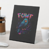 F-Caw-F鳥のおもしろい月カラスravenカウプンジョークフー 台座サイン (インサイチュ)