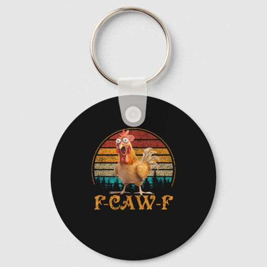 F-Caw-F おもしろい引用符 ニワトリのミーム F-Caw-F キーホルダー (正面)