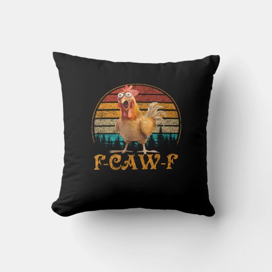F-Caw-F おもしろい引用 ニワトリのミーム F-Caw-F クッション (正面)