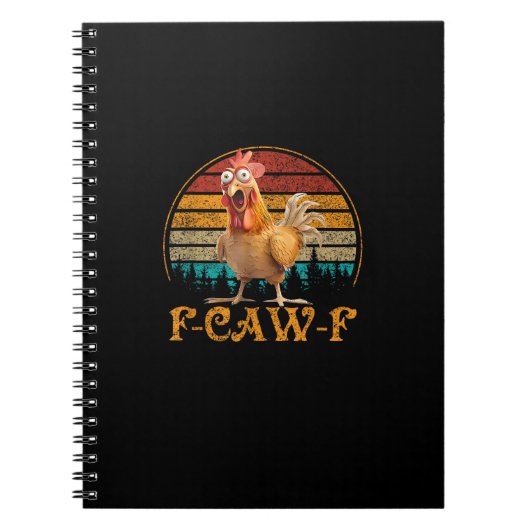 F-Caw-F おもしろい引用 ニワトリのミーム F-Caw-F ノートブック (正面)