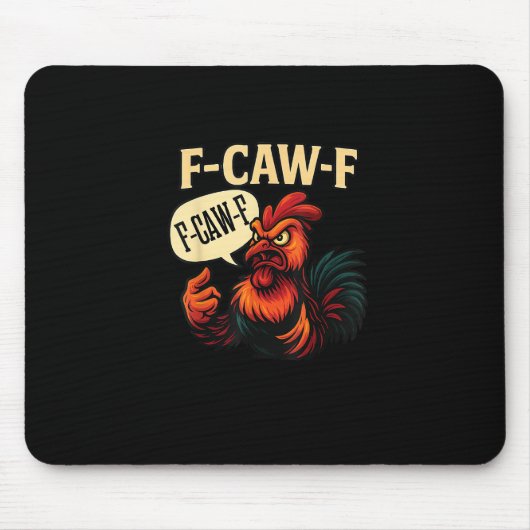 F Caw F おもしろい お怒り ニワトリ グラフィック レトロ風 マウスパッド (正面)