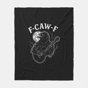 F Caw F おもしろカラス ギター ハロウィン ヴィンテージスタイル フリースブランケット