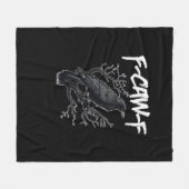 F-Caw-F おもしろカラス シンプル フリースブランケット (正面(横))