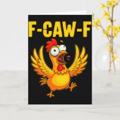 F-caw-f おもしろ鶏 – 農場の動物たちの爆笑コメディ カード (黄色い花)