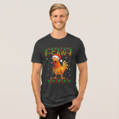 F-Caw-F おもしろ ニワトリ メスメクリ メリークリスマス トライブレンドTシャツ (正面全面)