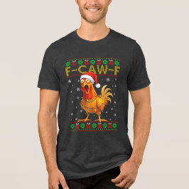 F-Caw-F おもしろ ニワトリ メスメクリ メリークリスマス トライブレンドＴシャツ