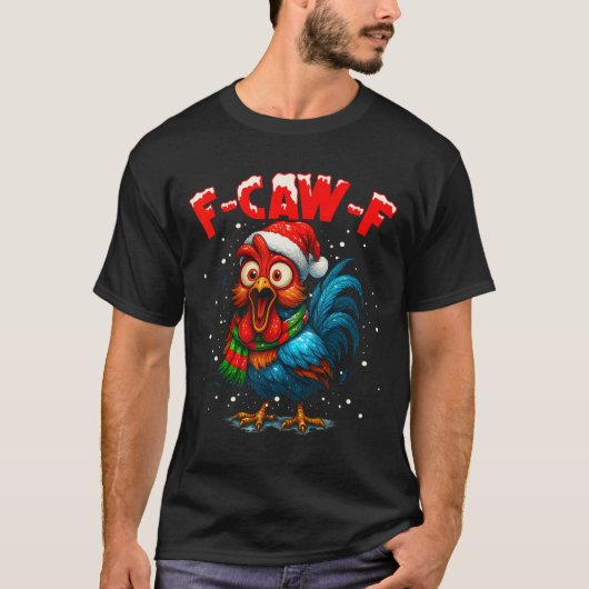 F Caw F おんどり クリスマス Fcawf ニワトリ Tシャツ メンズ (正面)