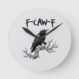 f-caw-f からす レイヴン ダジャレ ラウンド壁時計