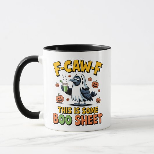 F-Caw-F これ、ちょっと怖いシートだね Funny Spooky マグカップ (左)
