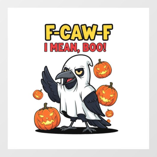 F-Caw-F ってブー、面白いスケアリー・ハロウィン・スカル ウィンドウサイン (シート)