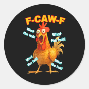 F-caw-f なにこのヘリチキン 笑える メメ 古着風 ラウンドシール