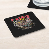 F-Caw-F ひよこ モアナ ニワトリ クラシック 楽しい グラフィック スクエアペーパーコースター (アングル)