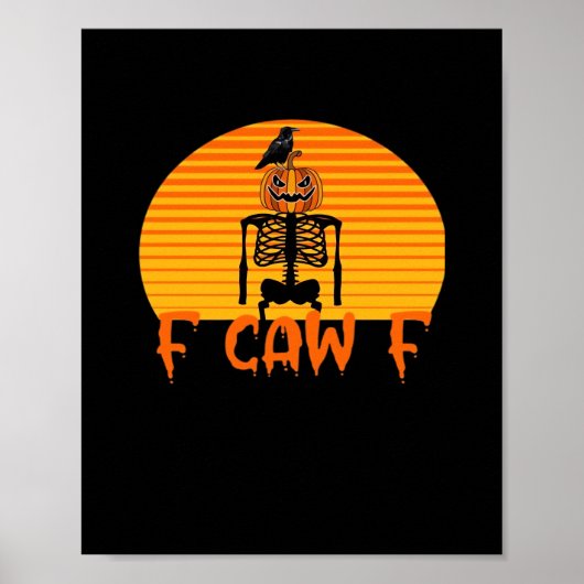 F-Caw-F カジュアルでクラシックなカラスのデザイン ポスター (正面)