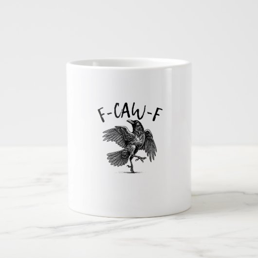 F-Caw-F カラスのユーモアあふれるハロウィンデザイン ジャンボコーヒーマグカップ (正面)