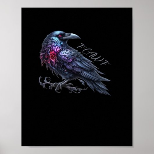 F-Caw-F カラスのレトロなデザイン ポスター (正面)