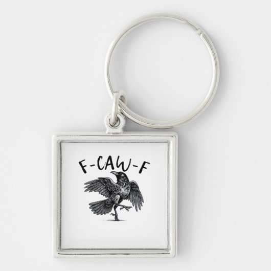 F Caw F カラスのレトロクラシックデザイン キーホルダー (正面)