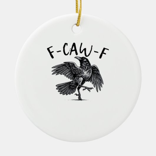 F Caw F カラスのレトロクラシックデザイン セラミックオーナメント (正面)