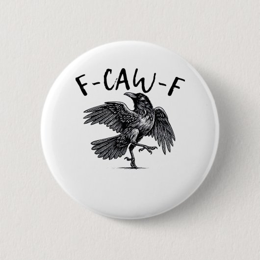 F Caw F カラスのレトロクラシックデザイン 缶バッジ (正面)