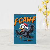 F-caw-f カラスの引用 Meme - おかしい クリスマス 鳥 カード (黄色い花)