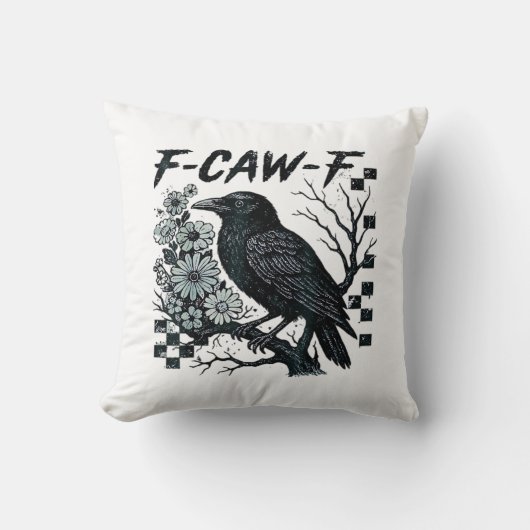 F-Caw-F カラスの鳥 レトロクラシック クッション (正面)