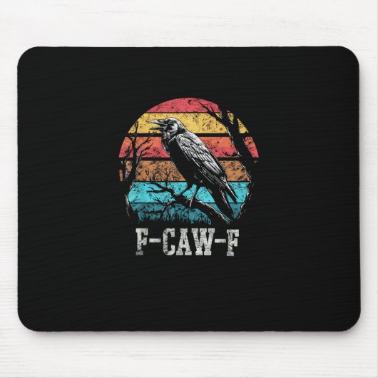 F-Caw-F カラスの鳴き声 レトロな夕日 パロディ おもしろ 鳥 マウスパッド (正面)