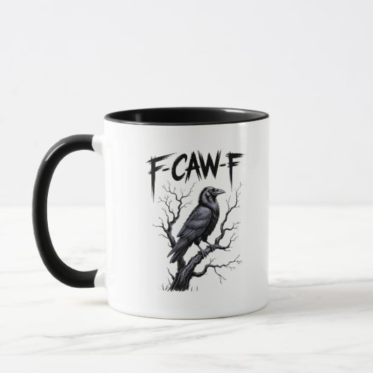 F-Caw-F カラス おかしい カラス スプーキー シーズン ハロウィン V マグカップ (左)