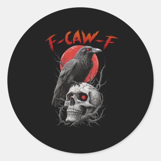 F-Caw-F カラス おもしろい F-Caw-F 美意識デザイン ラウンドシール (正面)