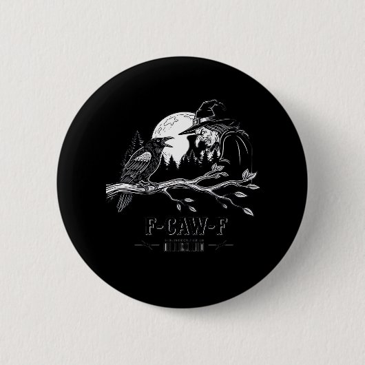 F-Caw-F カラス ハロウィン 魔女 F-Caw-F 缶バッジ (正面)