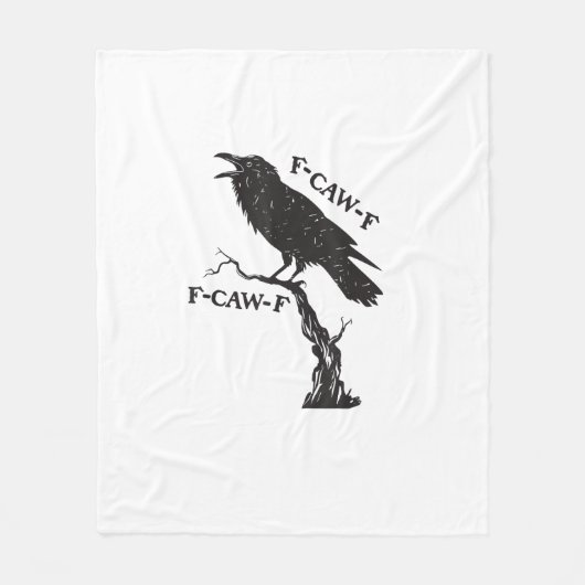 F-Caw-F カラス パン 可笑しい 鳥 鳴き声 グランジ クリエイティブ フリースブランケット (正面)