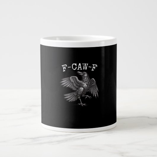 F-Caw-F カラス パン 可笑しい 鳥 鳴き声 グランジ ジャンボコーヒーマグカップ (正面)