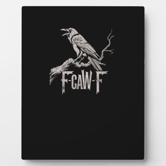 F-Caw-F カラス パン 可笑しい 鳥 鳴き声 グランジ 裏 三 フォトプラーク (正面)