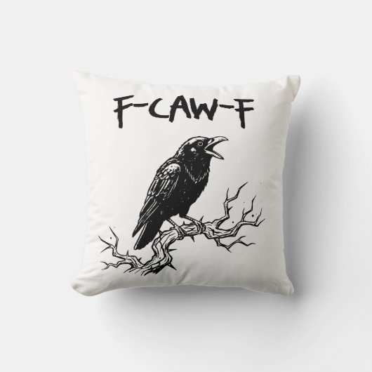 F-Caw-F カラス レイヴン ダジャレ クッション (正面)