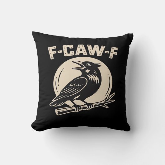 F-Caw-F カラス レイヴン ヴィンテージスタイル クッション (正面)