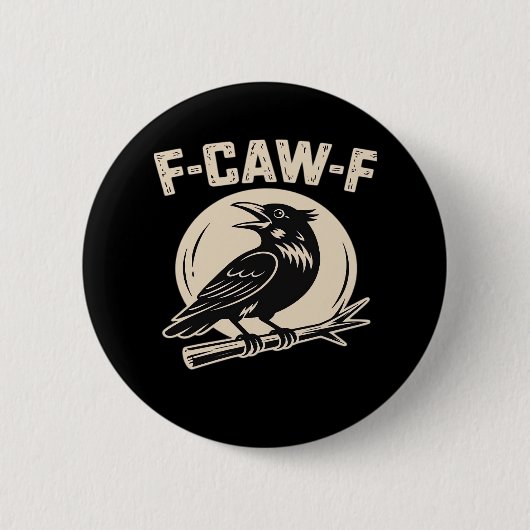 F-Caw-F カラス レトロスタイル 缶バッジ (正面)