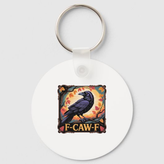 F-caw-f カラス 不気味 ハロウィン 紅葉 感謝祭 キーホルダー (正面)