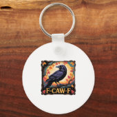 F-caw-f カラス 不気味 ハロウィン 紅葉 感謝祭 キーホルダー (正面)