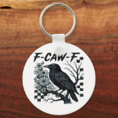 F-Caw-F カラス 鳥 レトロ クラシック キーホルダー (正面)