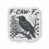 F-Caw-F カラス 鳥 レトロ クラシック シール (正面)