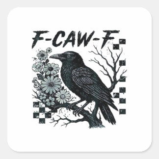 F-Caw-F カラス 鳥 レトロ クラシック スクエアシール