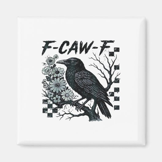F-Caw-F カラス 鳥 レトロ クラシック マグネット (正面)