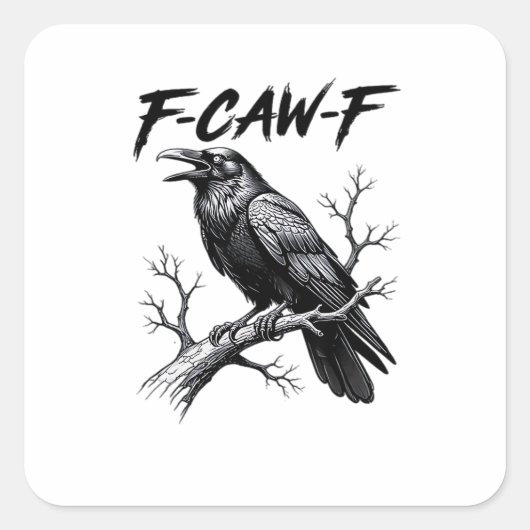 F-Caw-F カワイイワタリガラス ダジャレ グラフィック スクエアシール (正面)