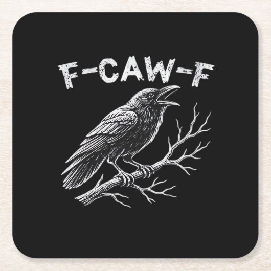 F-Caw-F クラシック レトロ スタイル スクエアペーパーコースター (正面)