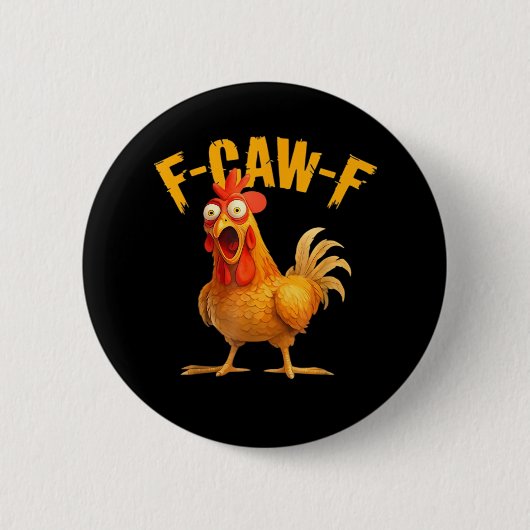 F-Caw-F クラシック レトロ チキン 缶バッジ (正面)