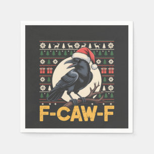 F-Caw-F クリスマスに不似合いなセーター 楽しいワタリガラス クリスマス スタンダードカクテルナプキン