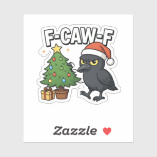 F-caw-f クリスマスのワタリガラス カラス Xmasツリー ミーム シール