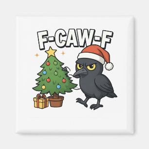 F-caw-f クリスマスのワタリガラス カラス Xmasツリー ミーム マグネット